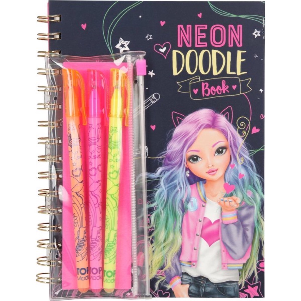 Definitief voorzetsel Likken Top Model – Neon doodle kleurboek met stiften – Bruna Apeldoorn